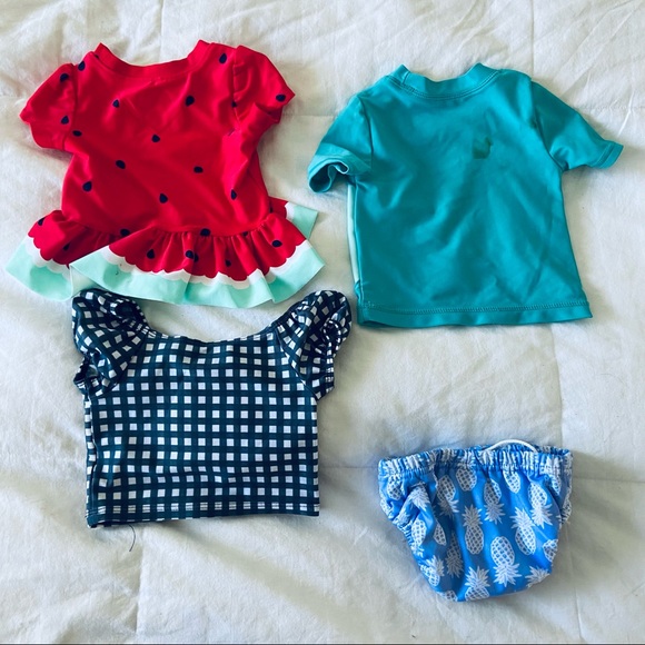 Lot of 4 Items Baby Girl Swim Tops / Swim Diaper Age NB - 12 mos - Picture 2 of 7